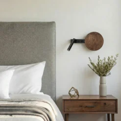 Aplique de pared Hotel Mood, negro/marrón, metal, madera, G9