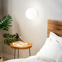 Aplique de pared Ideal Lux Mapa, Ø 20 cm, E27, blanco, cristal, esférico