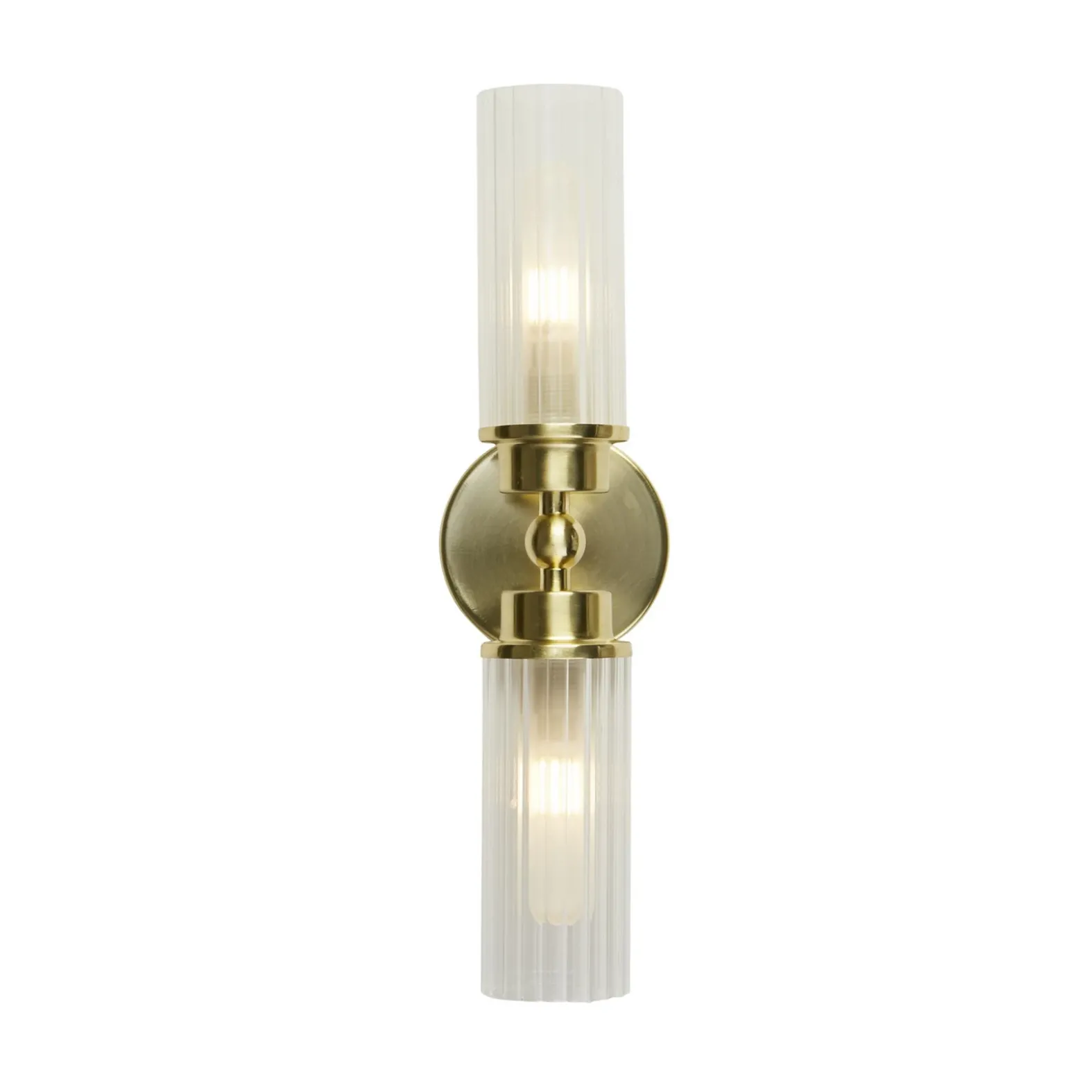 Aplique de pared Imperial, latón, 2 luces, acero, cristal, IP44