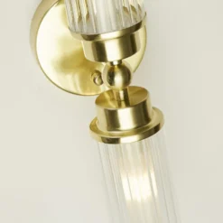 Aplique de pared Imperial, latón, 2 luces, acero, cristal, IP44