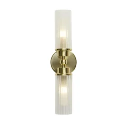 Aplique de pared Imperial, latón, 2 luces, acero, cristal, IP44
