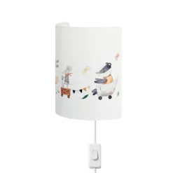Aplique de pared infantil Kids Print, blanco/de colores, 24 cm, con enchufe, de