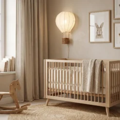 Aplique de pared infantil Lindby Aeris, beige, 44 cm, tejido, E27