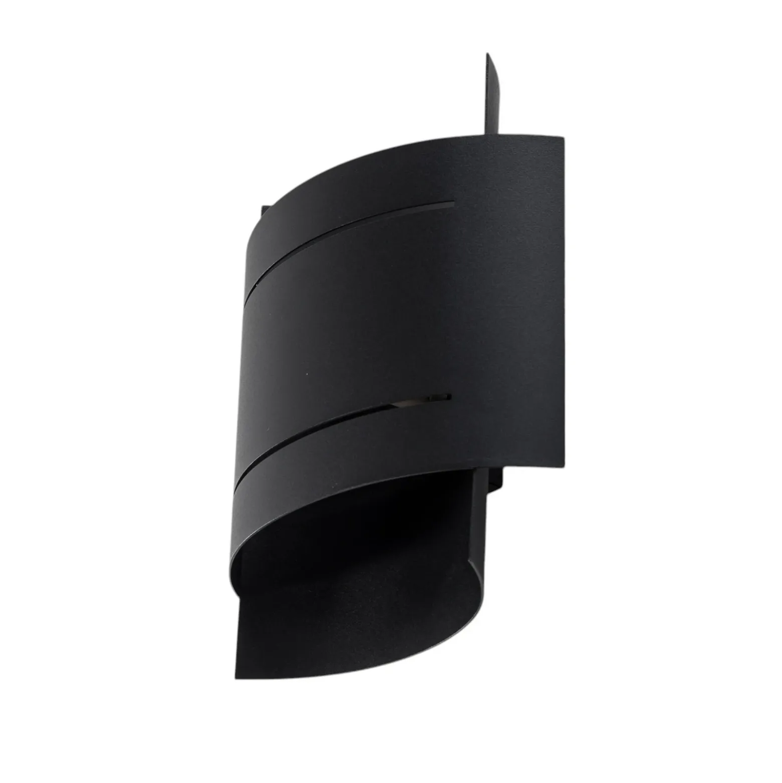 Aplique de pared Isotta, negro, 21 cm de ancho, semicircular