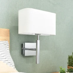 Aplique de pared Jettka con pantalla textil e interruptor