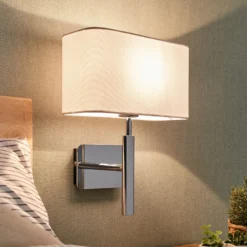 Aplique de pared Jettka con pantalla textil e interruptor