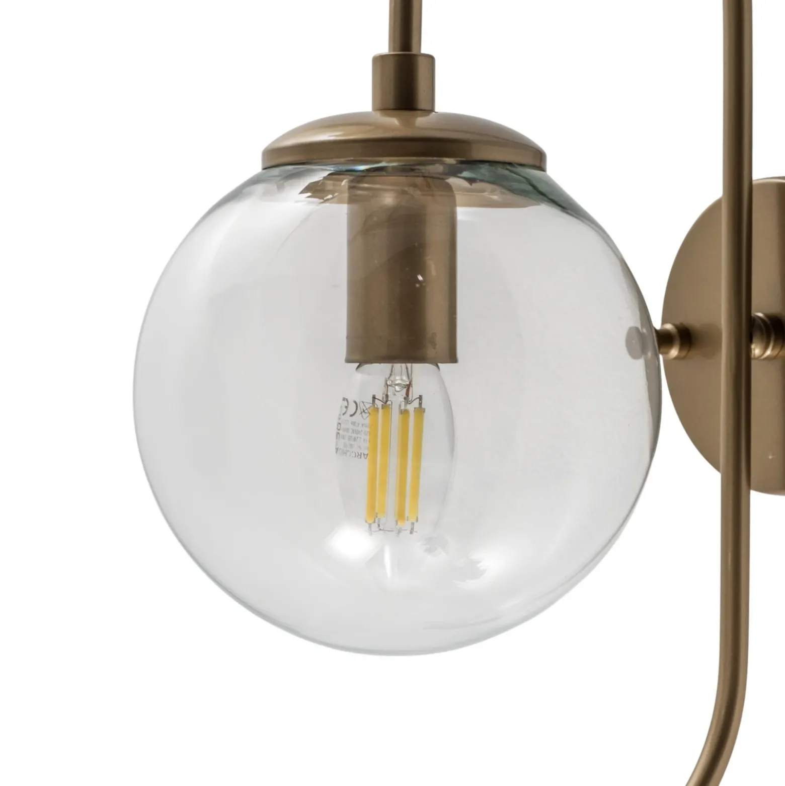 Aplique de pared Jewel, dorado, cristal, altura 36 cm, E14