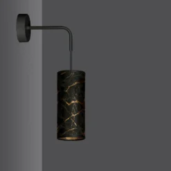 Aplique de pared Joni, textil, 1 luz negro marmolado