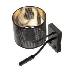 Aplique de pared Jovin de 1 luz con foco negro/dorado