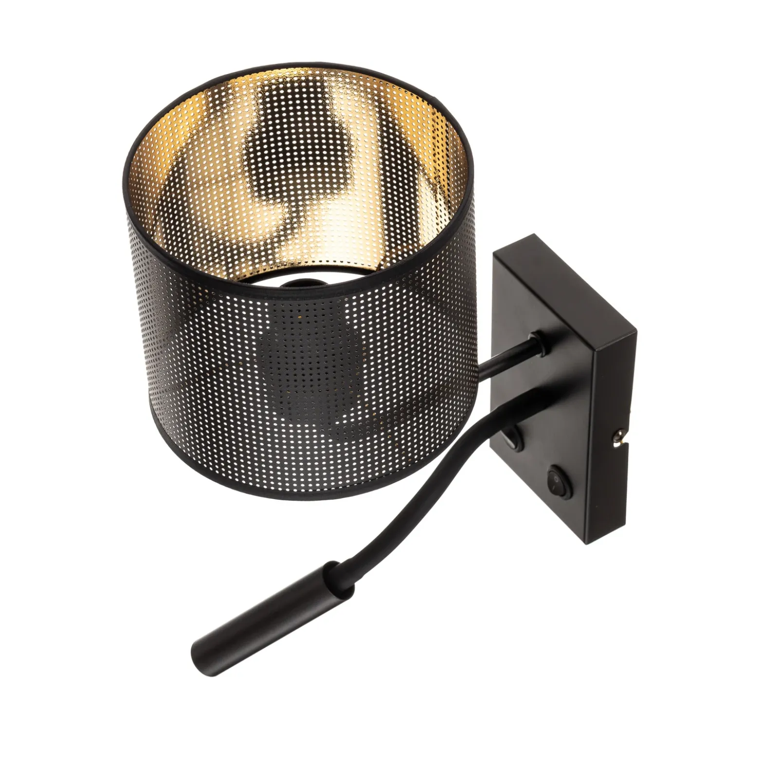 Aplique de pared Jovin de 1 luz con foco negro/dorado