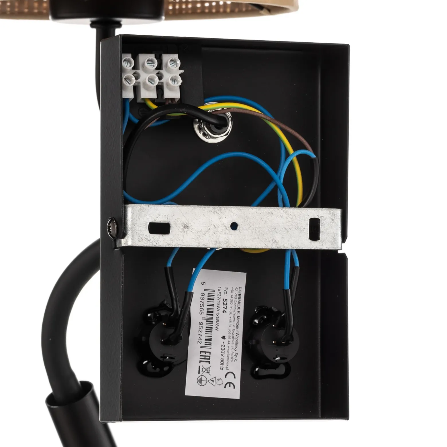 Aplique de pared Jovin 1 luz con foco, pantalla de ratán