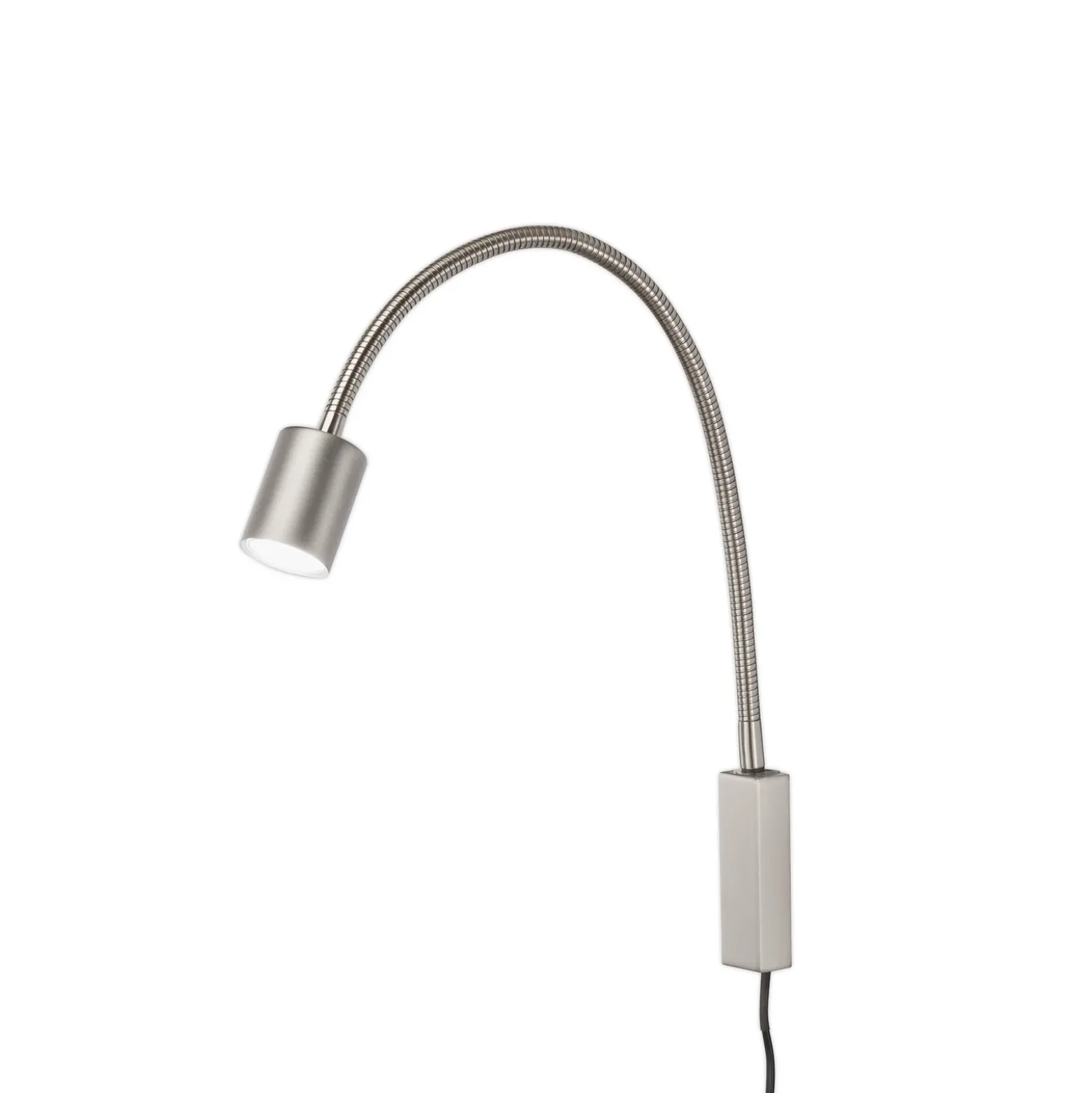 Aplique de pared Justi, color níquel, altura 52 cm, metal