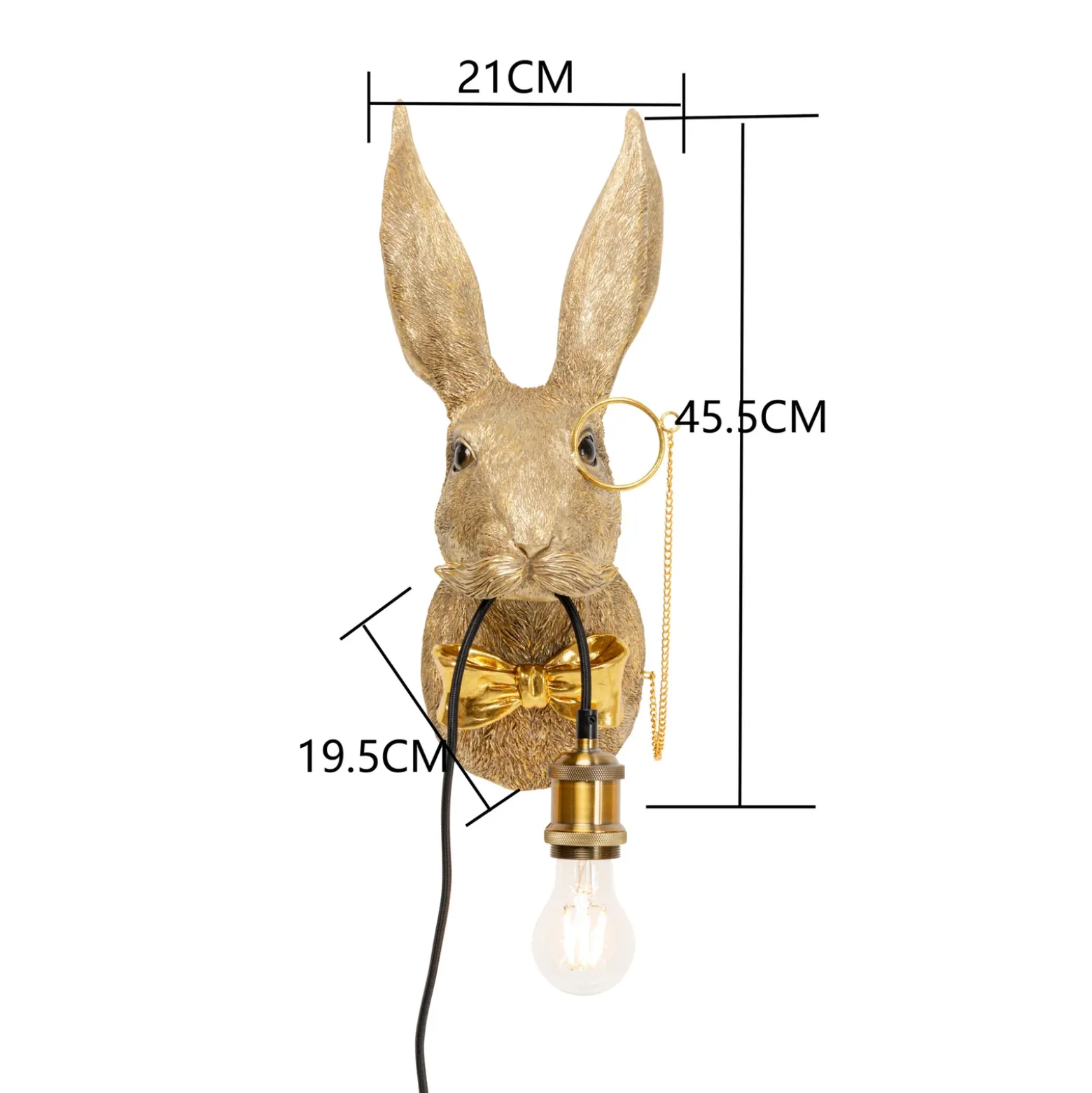 Aplique de pared KARE «Animal Rabbit», dorado, plástico, E27
