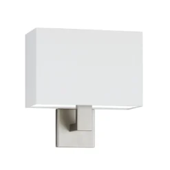 Aplique de pared Kea, color níquel/blanco, 28 cm de ancho, metal/tela