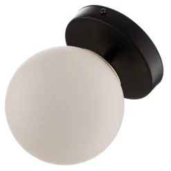 Aplique de pared Kiba, negro/dorado, pantalla esfera de cristal