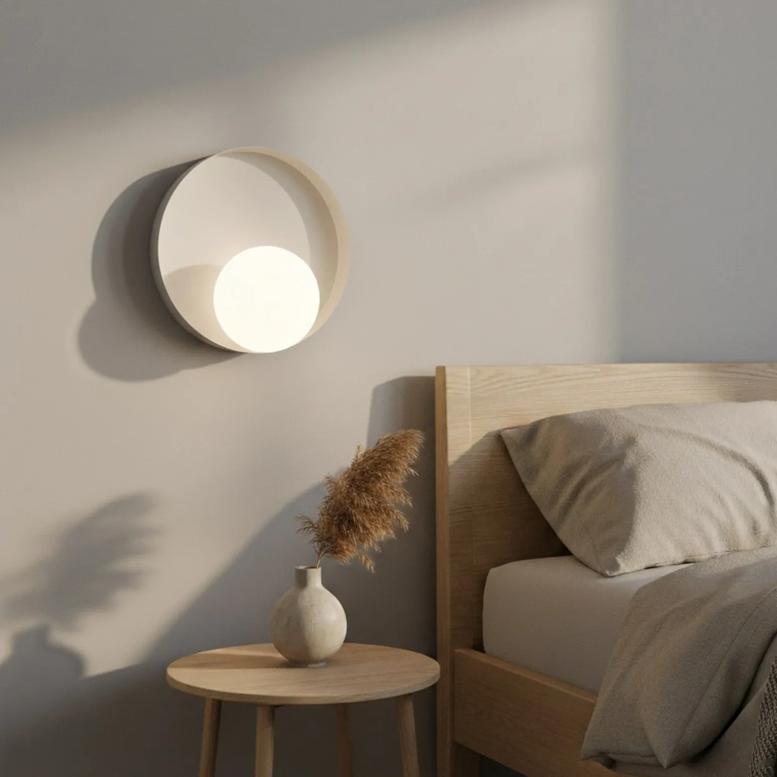 Aplique de pared Kido K1, beige, acero/vidrio, Ø 20 cm