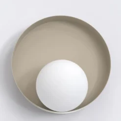 Aplique de pared Kido K1, beige, acero/vidrio, Ø 20 cm