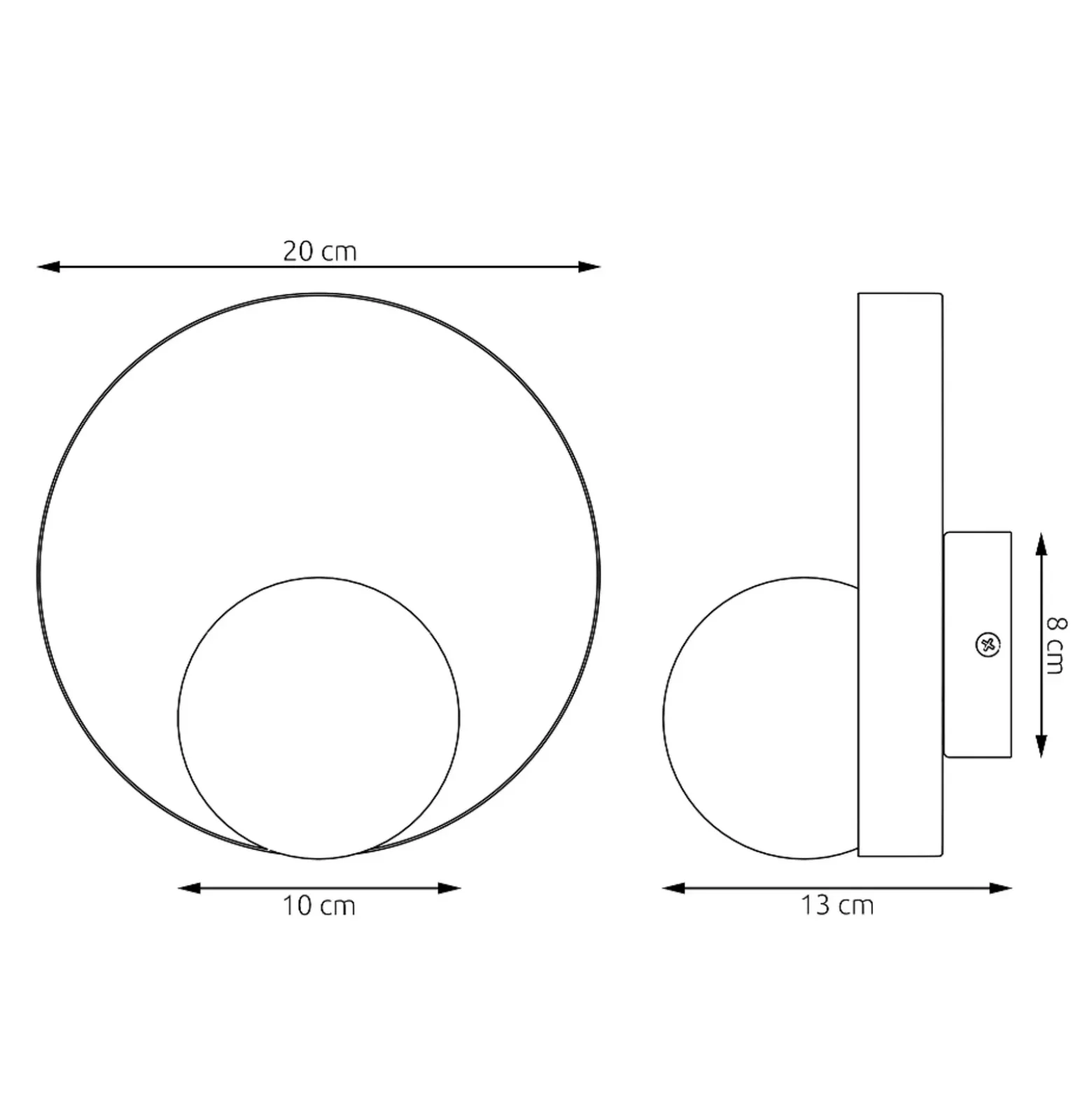 Aplique de pared Kido K1, beige, acero/vidrio, Ø 20 cm