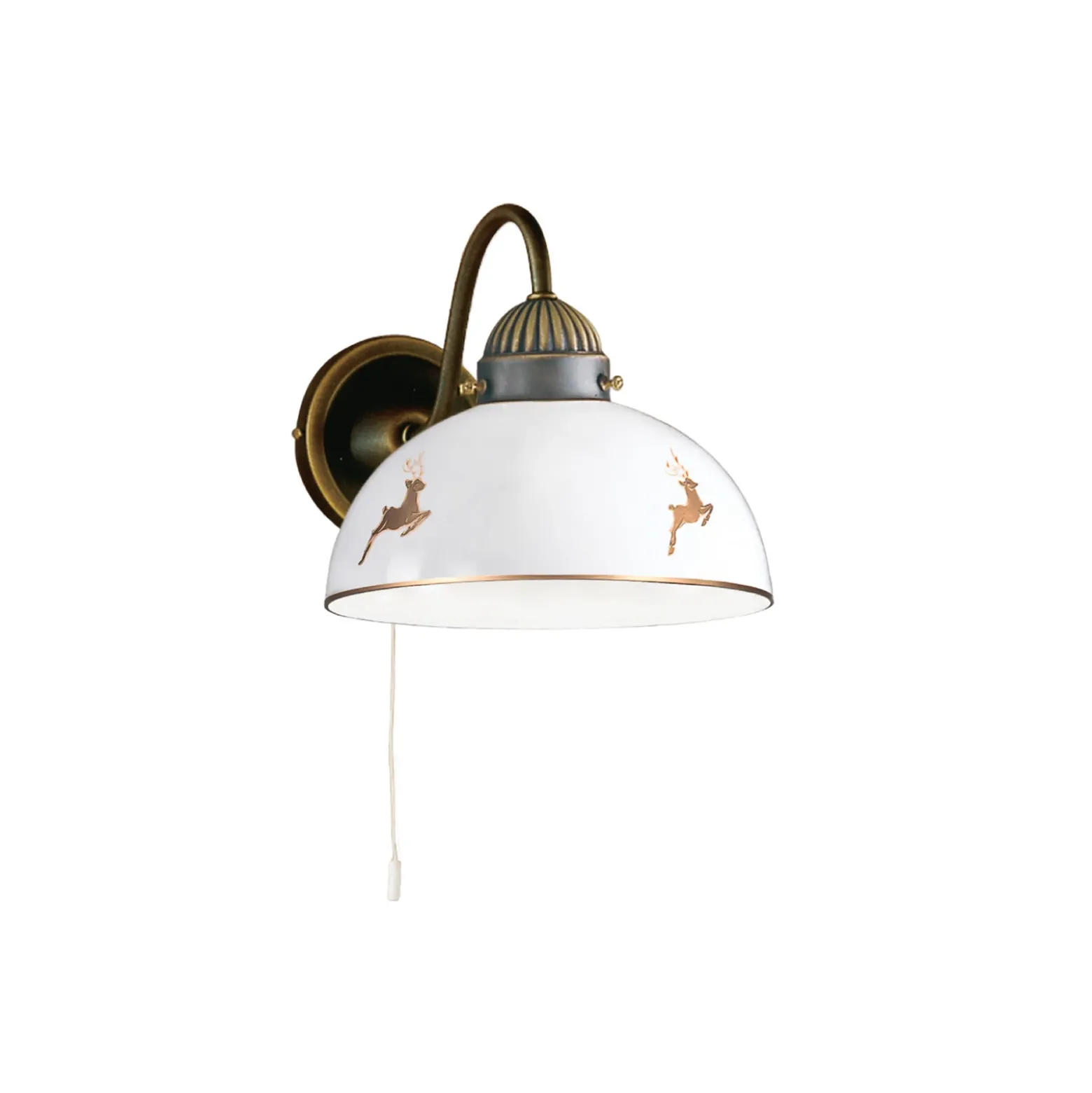 Aplique de pared Kolarz Nonna, Ø 20 cm, ciervo dorado, borde liso