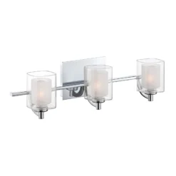 Aplique de pared Kolt IP44 con doble pantalla de cristal, 3 luces