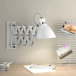 Aplique de pared Kordian, blanco, orientable, metal, E27