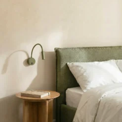 Aplique de pared Lagos, verde oliva/negro, G9, altura 45 cm, metal