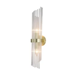 Aplique de pared Lara, altura 56 cm, dorada/transparente, vidrio/metal