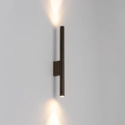 Aplique de pared Laser, marrón, metal, 40 cm de alto, G9