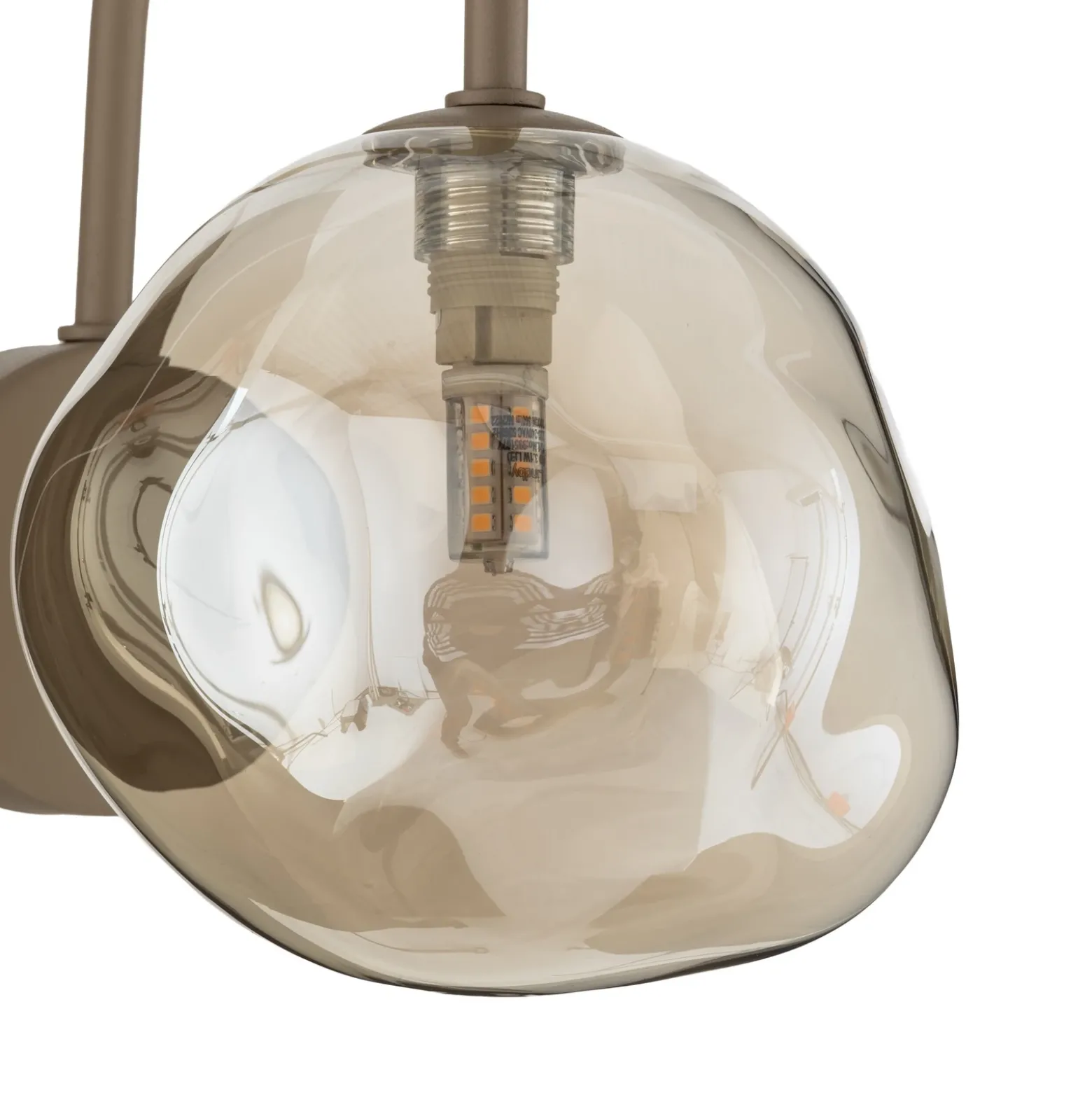 Aplique de pared Lava, beige, cristal, altura 21 cm, G9