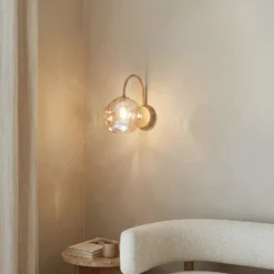 Aplique de pared Lava, beige, cristal, altura 21 cm, G9