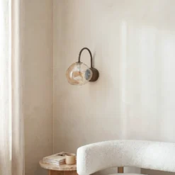 Aplique de pared Lava, marrón, cristal, altura 21 cm, G9