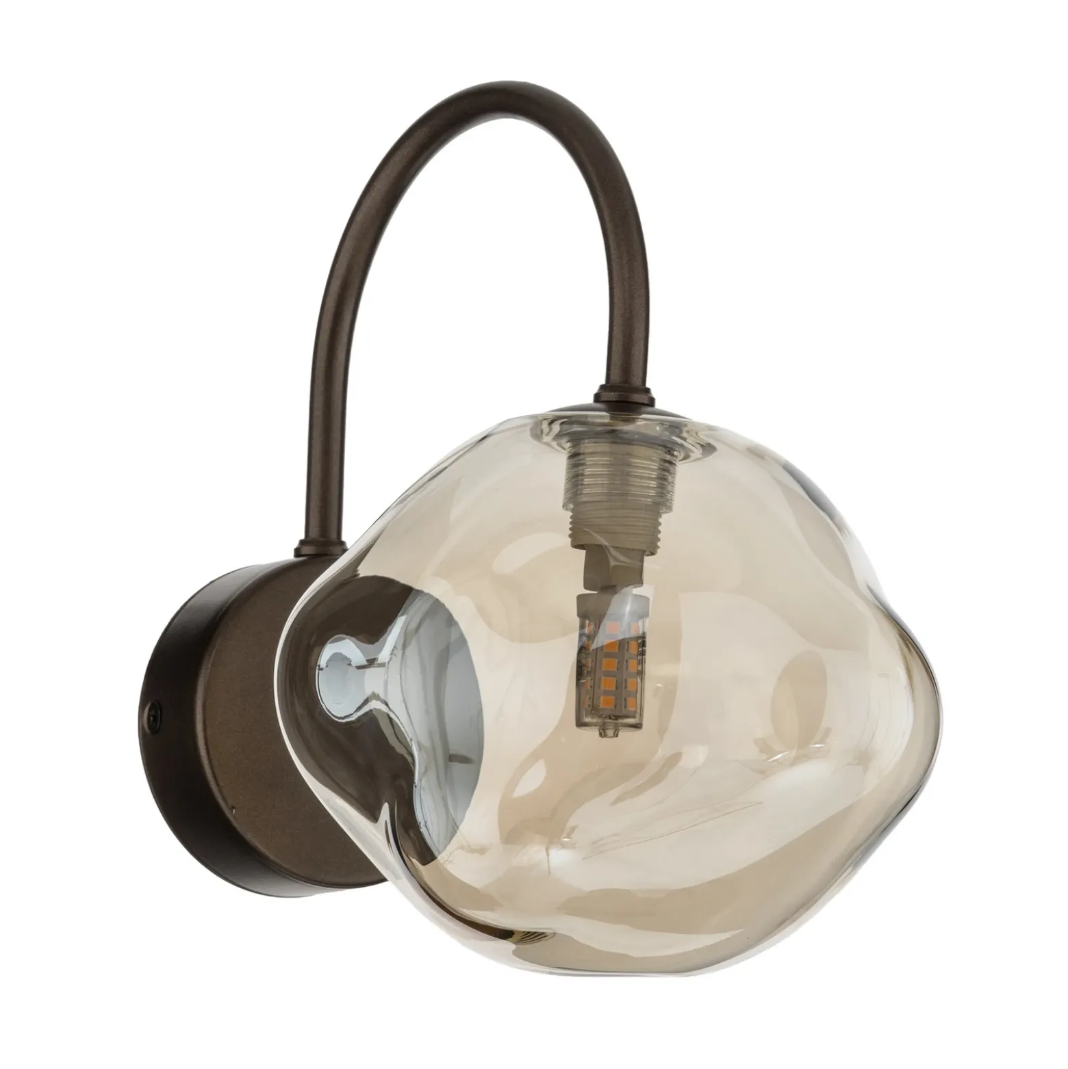 Aplique de pared Lava, marrón, cristal, altura 21 cm, G9