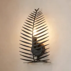 Aplique de pared LEAF, negro, altura 30 cm, metal, E14