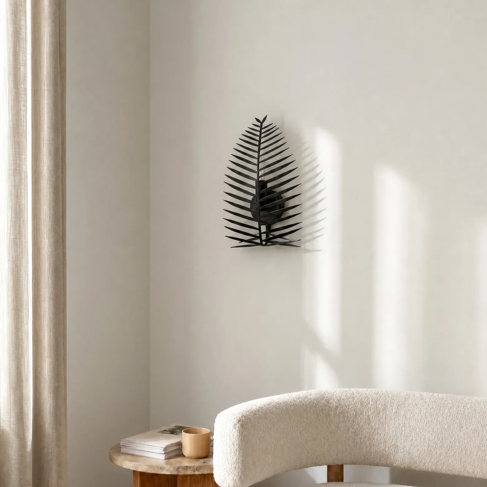 Aplique de pared LEAF, negro, altura 30 cm, metal, E14