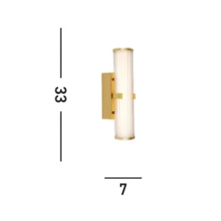 Aplique de pared LED, acero dorado/blanco, cristal, IP44