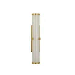 Aplique de pared LED, acero dorado/blanco, cristal, IP44