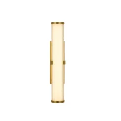 Aplique de pared LED, acero dorado/blanco, cristal, IP44