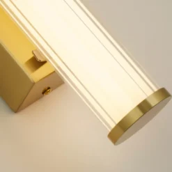 Aplique de pared LED, acero dorado/blanco, cristal, IP44