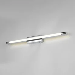 Aplique de pared LED Alberto, cromado, 71 cm de ancho, metal, IP44