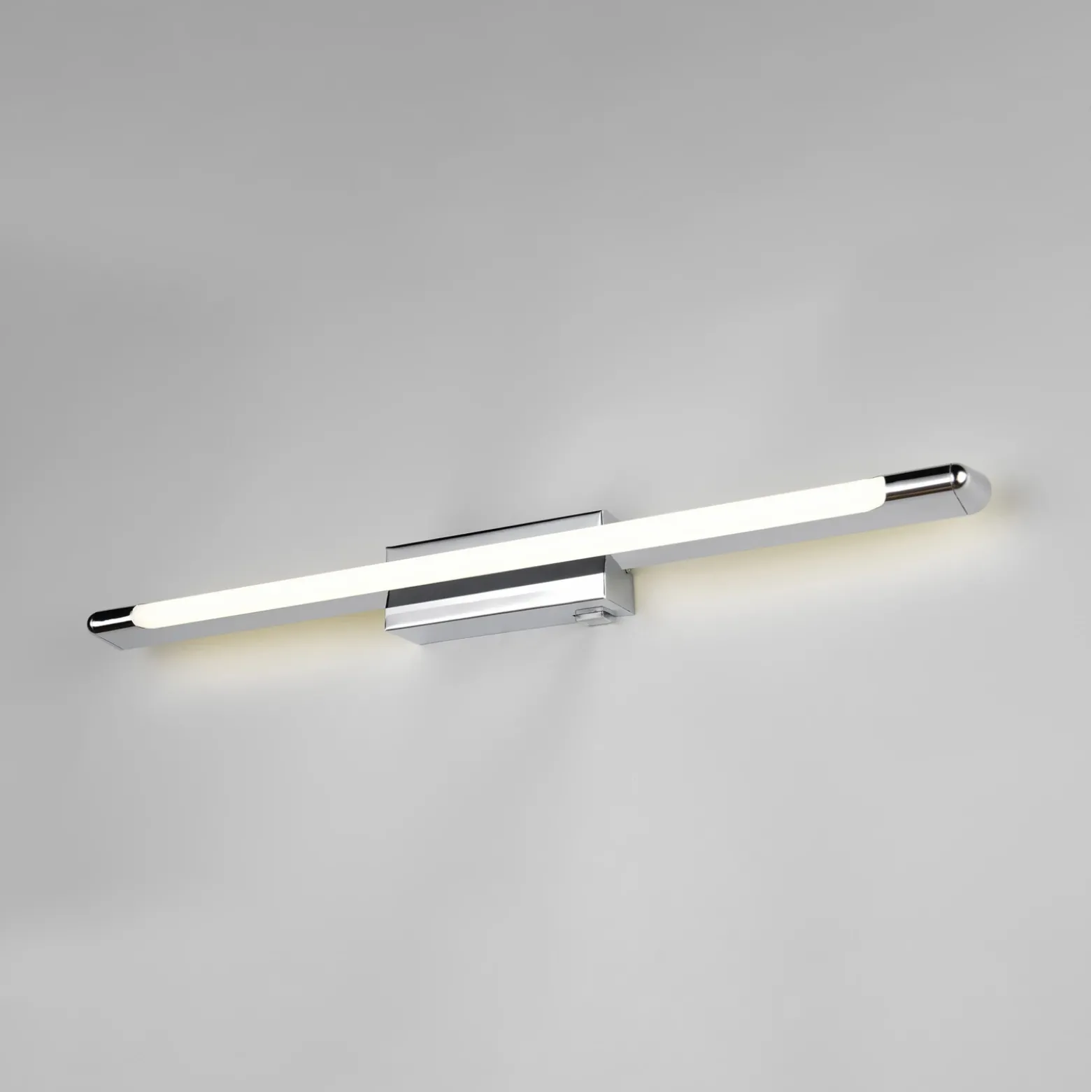 Aplique de pared LED Alberto, cromado, 71 cm de ancho, metal, IP44