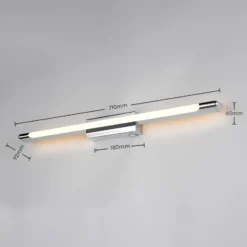 Aplique de pared LED Alberto, cromado, 71 cm de ancho, metal, IP44
