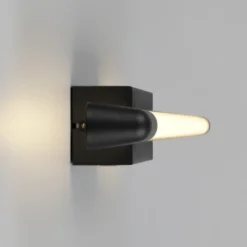 Aplique de pared LED Alberto negro, 71 cm de ancho, IP44