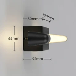 Aplique de pared LED Alberto negro, 71 cm de ancho, IP44
