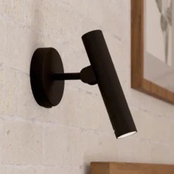 Aplique de pared LED Almudaina, negro, 11 cm de ancho, acero