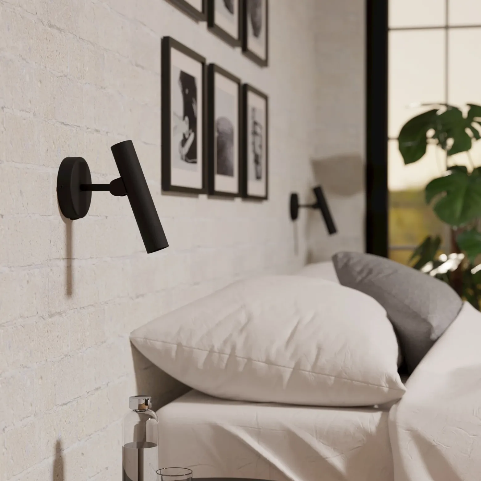 Aplique de pared LED Almudaina, negro, 11 cm de ancho, acero