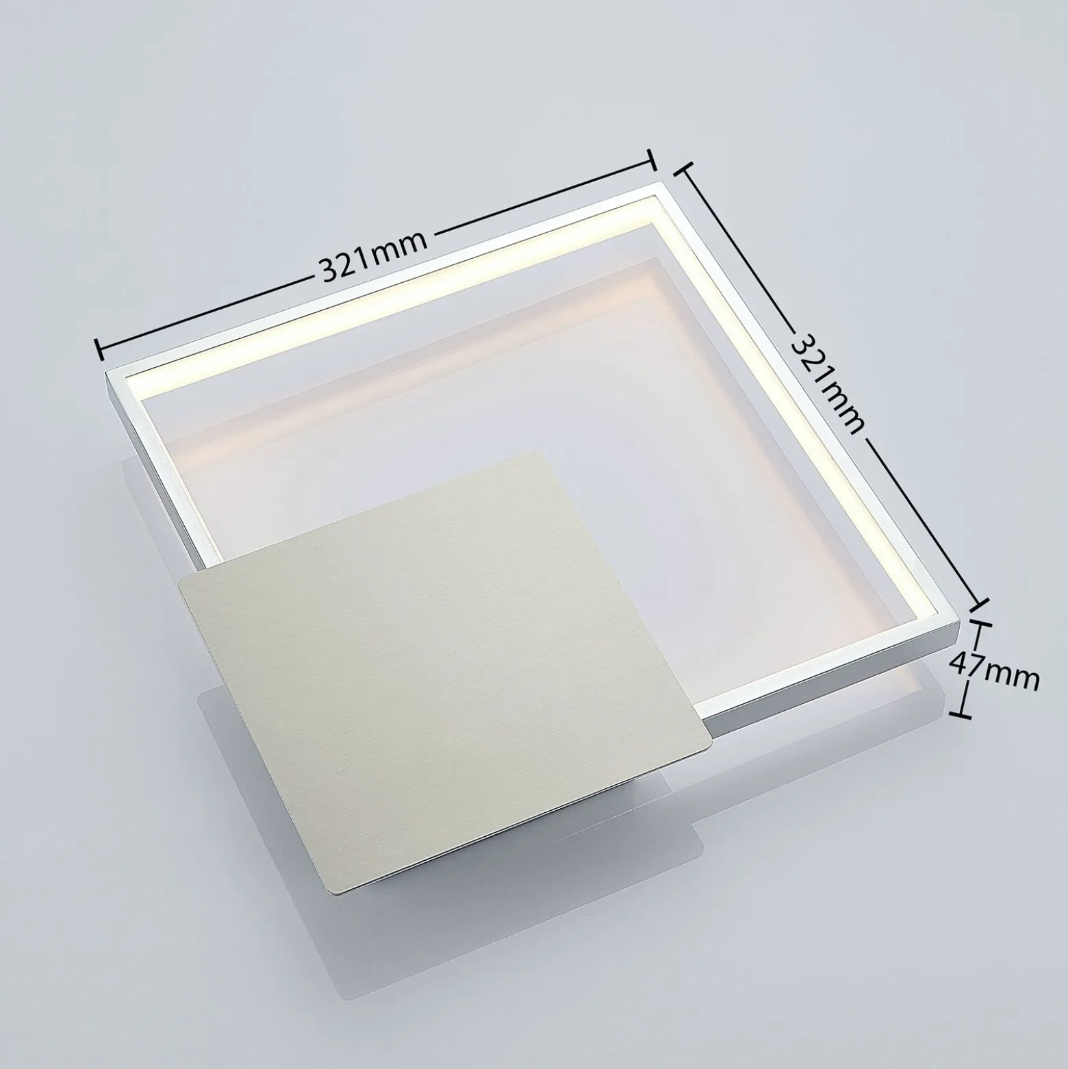 Aplique de pared LED Anays de Lindby, 32 cm x 32 cm, cromo/claro