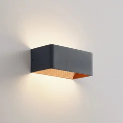 Aplique de pared LED Arcchio Karam, 20 cm, negro, metal, arriba/abajo