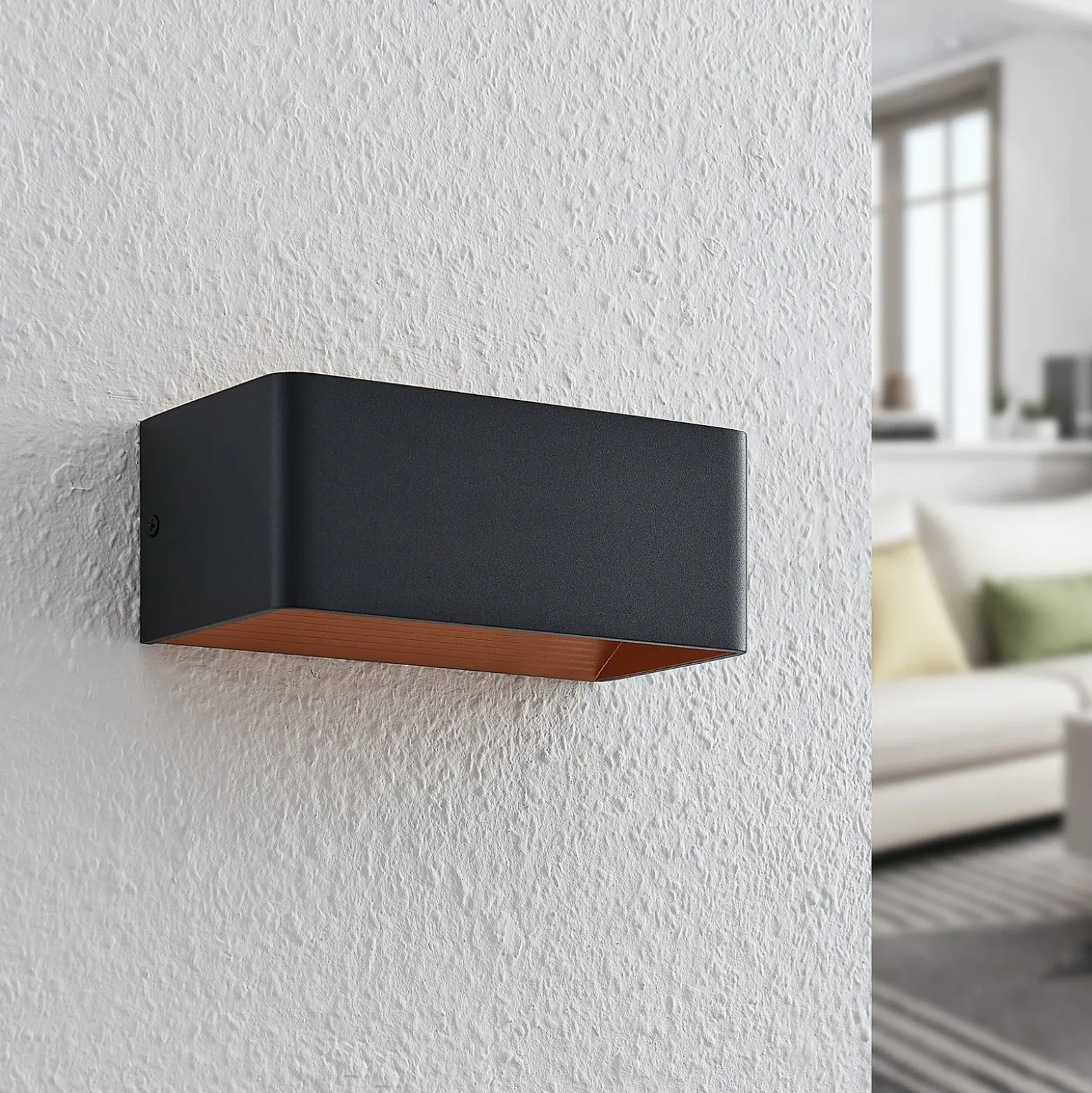 Aplique de pared LED Arcchio Karam, 20 cm, negro, metal, arriba/abajo