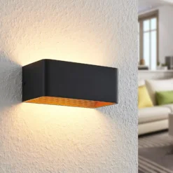 Aplique de pared LED Arcchio Karam, 20 cm, negro, metal, arriba/abajo