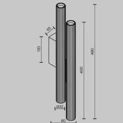 Aplique de pared LED Calipso, latón, altura 49 cm, metal, 4 luces.